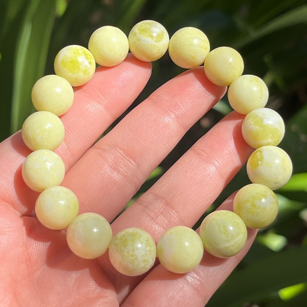 12mm stretchable‎ lemon jade bracelet